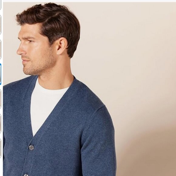 Amazon Essentials Heather Blue Cotton Cardigan Sweater XXL - Picture 4 of 13